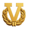 LETTER - "V" WITH WREATH, LARGE GOLD